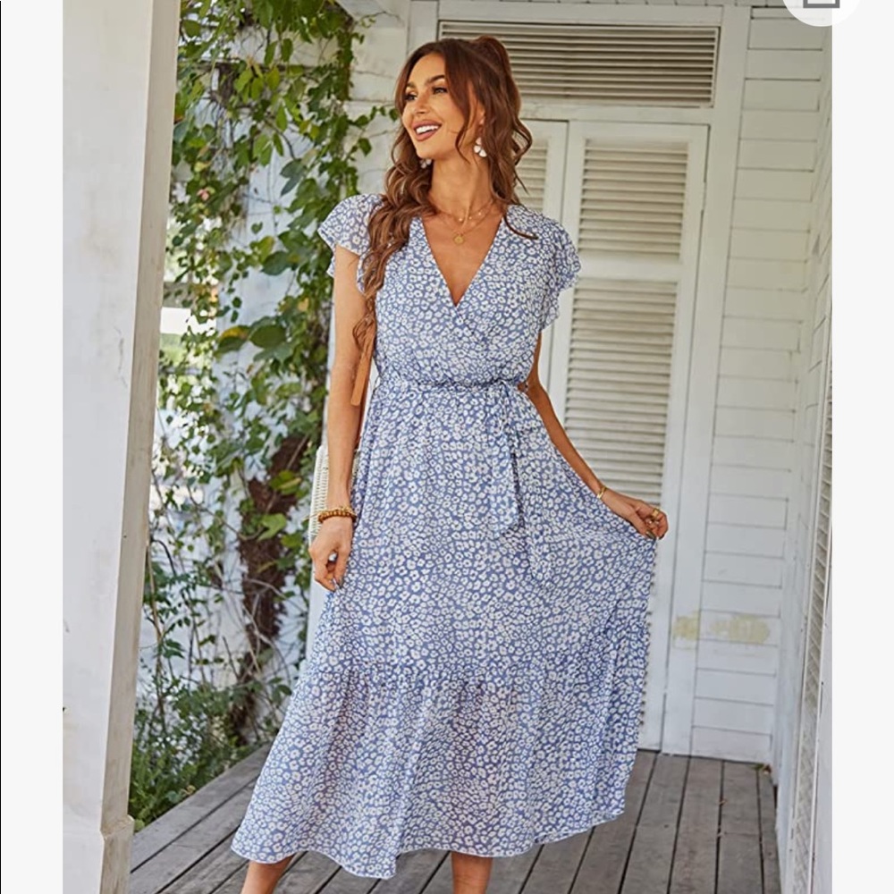 NWT PRETTYGARDEN Floral Summer V Neck Wrap Dress